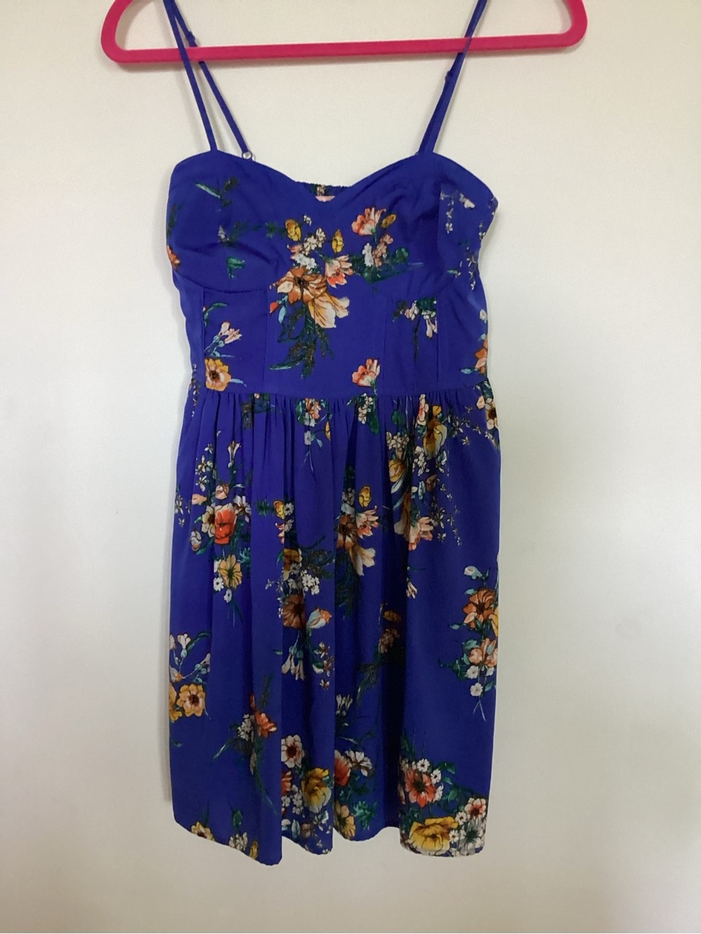 Royal Blue Floral Spaghetti Strap Sundress
